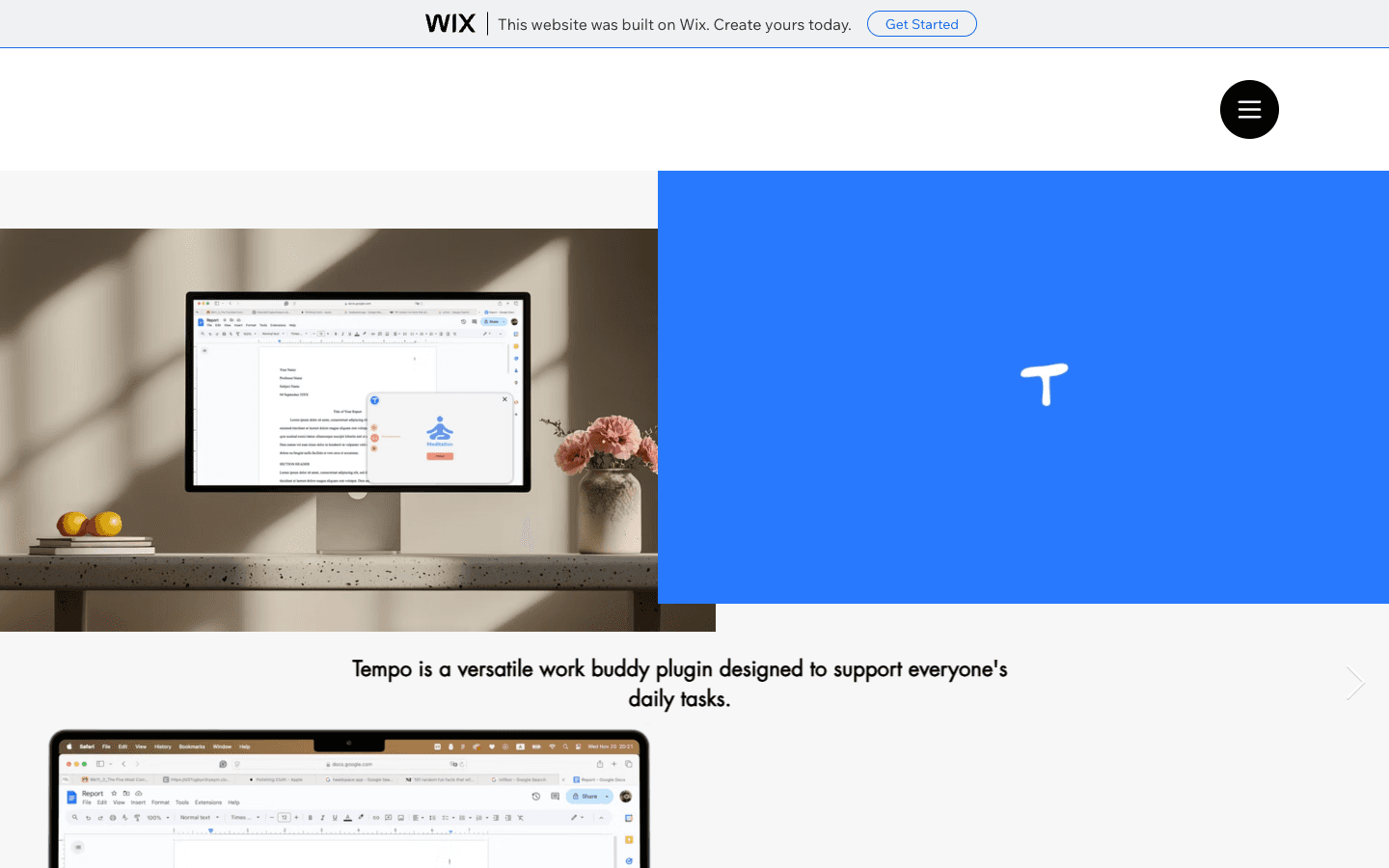 Tempo plugin screens displayed beside the Tempo brand mark.