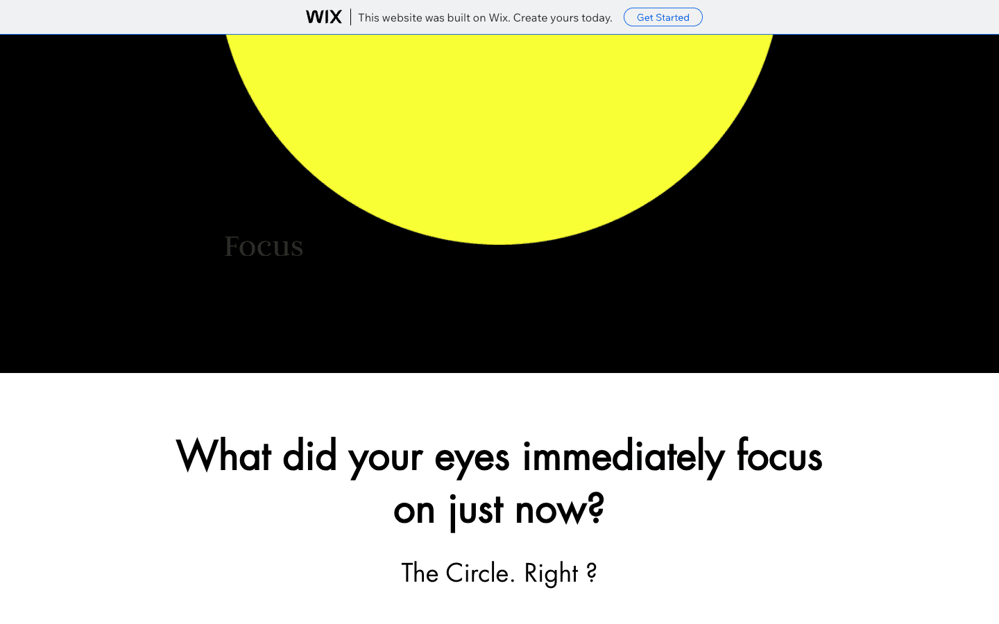 Tempo page section showing the attention visual with a large yellow circle and focus prompt.