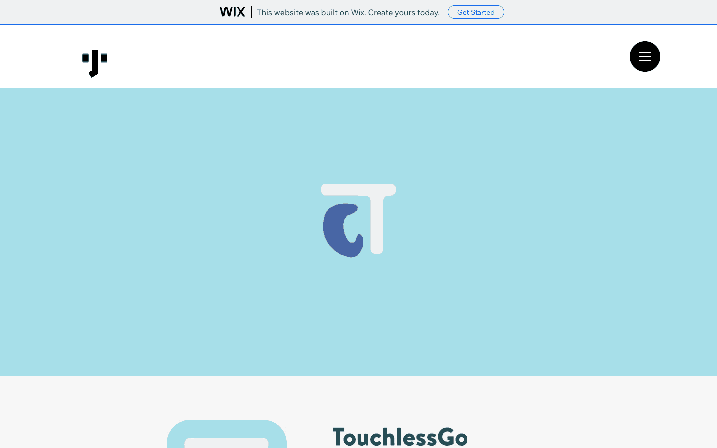 TouchlessGo brand screen with a teal field and logo mark.